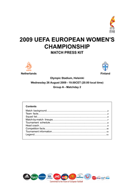 2009 Uefa European Women's Championship Match Press Kit