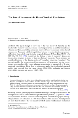 The Role of Instruments in Three Chemical' Revolutions