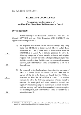 DEVB CS/CR 6/5/274 LEGISLATIVE COUNCIL BRIEF Preservation-Cum