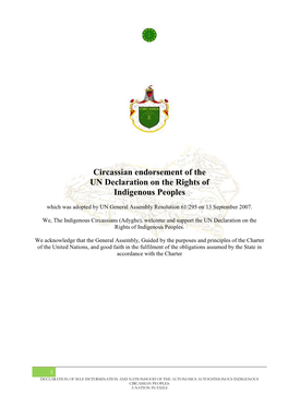 Circassian Endorsement of the UN Declaration on the Rights of Indigenous Peoples