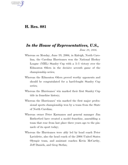 H. Res. 881 in the House of Representatives