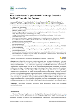 The Evolution of Agricultural Drainage from the Earliest Times to the Present