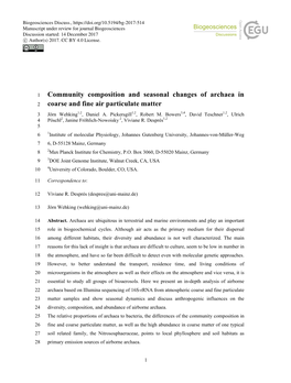 Community Composition and Seasonal Changes of Archaea in Coarse and Fine Air Particulate Matter