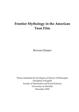 Frontier Mythology in the American Teen Film