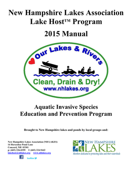New Hampshire Lakes Association Lake Hosttm Program 2015 Manual