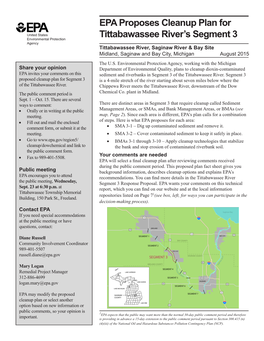 Epa Proposes Cleanup Plan for Tittabawassee River's
