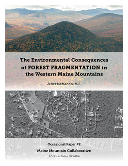 Of FOREST FRAGMENTATION in the Western Maine Mountains