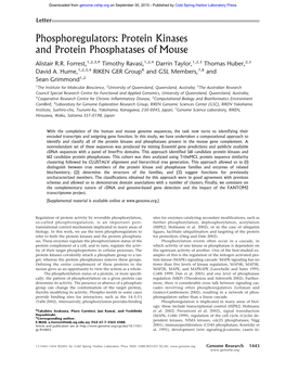 Phosphoregulators: Protein Kinases and Protein Phosphatases of Mouse Alistair R.R