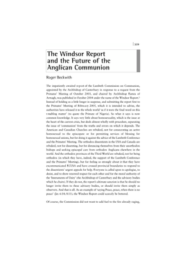 The Windsor Report and the Future of the Anglican Communion