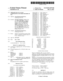 (12) United States Patent (10) Patent No.: US 9,512,107 B2 Cianchetta Et Al