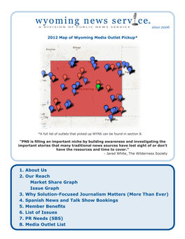 1. About Us 2. Our Reach Market Share Graph Issue Graph 3