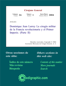 Dominique Jean Larrey La Cirugía Militar De La Francia Revolucionaria Y El Primer Imperio. (Parte II)