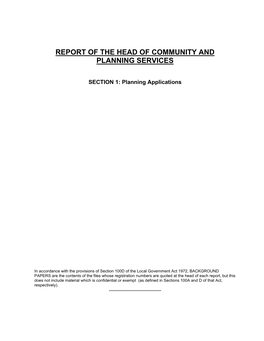 Report of the Head of Community and Planning Services