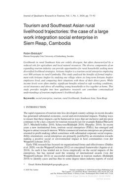 Tourism and Southeast Asian Rural Livelihood Trajectories: the Case of a Large Work Integration Social Enterprise in Siem Reap, Cambodia