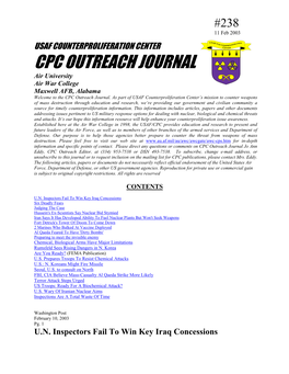USAF Counterproliferation Center CPC Outreach Journal #238