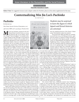 Contextualizing Min Jin Lee's Pachinko