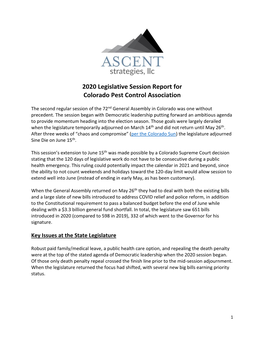 2020 Legislative Session Report for Colorado Pest Control Association