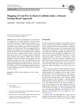 Mapping of Coal Fire in Jharia Coalfield, India: a Remote Sensing Based Approach