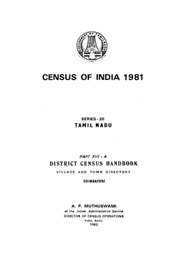 District Census Handbook, Coimbatore, Part XIII-A, Series-20