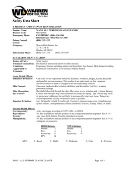 MAG 1® Glass Cleaner MSDS