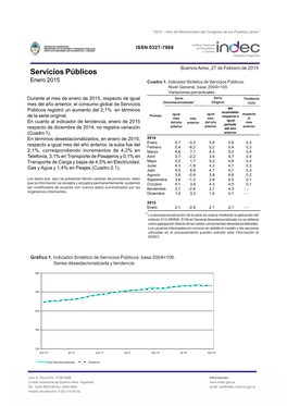 Servicios Públicos Buenos Aires, 27 De Febrero De 2015 Enero 2015 Cuadro 1