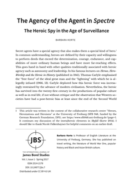 The Agency of the Agent in Spectre the Heroic Spy in the Age of Surveillance