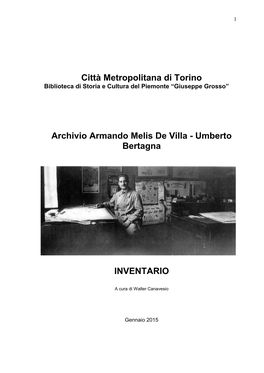 Città Metropolitana Di Torino Archivio Armando Melis De Villa