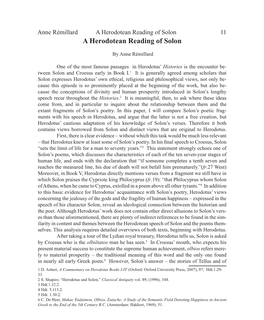 11 a Herodotean Reading of Solon Anne Rémillard