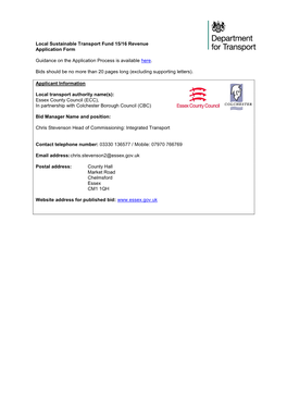 Local Sustainable Transport Fund 15/16 Revenue Application Form