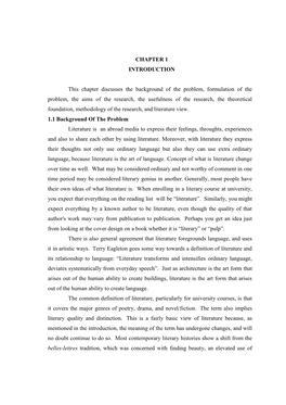 CHAPTER 1 INTRODUCTION This Chapter Discusses the Background of the Problem, Formulation of the Problem, the Aims of the Researc