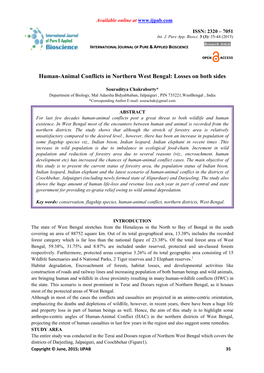 Human-Animal Conflicts in Northern West Bengal: Losses on Both Sides