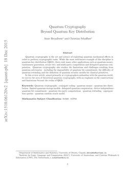 Quantum Cryptography Beyond Quantum Key Distribution