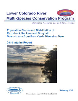 Population Status and Distribution of Razorback Suckers and Bonytail Downstream from Palo Verde Diversion Dam