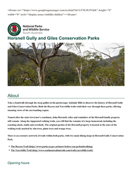 Horsnell Gully and Giles Conservation Parks About