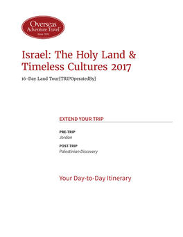 The Holy Land & Timeless Cultures 2017