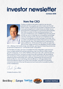 Investor Newsletter October 2008