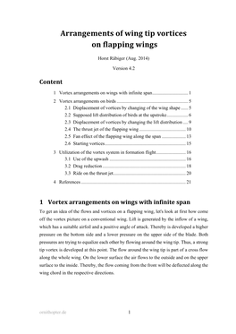 Arrangements of Wing Tip Vortices on Flapping Wings