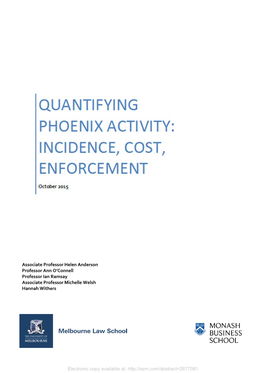 Quantifying Phoenix Activity: Incidence, Cost, Enforcement Table of Contents