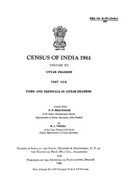 Fairs and Festivals in Uttar Pradesh, Part VII-B, Vol-XV, Uttar Pradesh