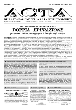 DOPPIA EPURAZIONE Per Punire L'italia E Per Soggiogare Le Famiglie Degli Sconfitti