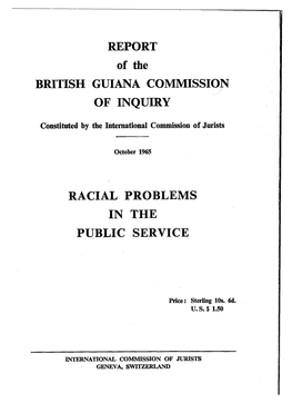 REPORT of the BRITISH GUIANA COMMISSION of INQUIRY