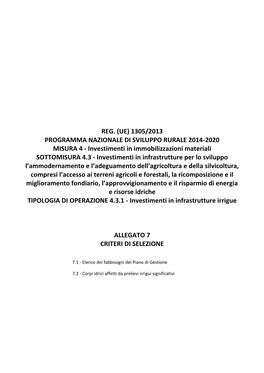 Reg. (Ue) 1305/2013 Programma Nazionale Di Sviluppo