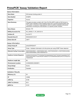 Primepcr™Assay Validation Report