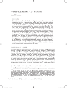 Wenceslaus Hollar's Maps of Oxford