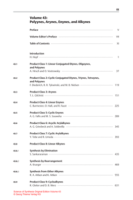 Volume 43: Polyynes, Arynes, Enynes, and Alkynes