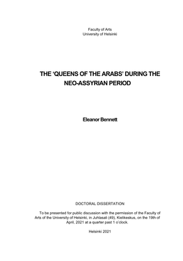 The 'Queens of the Arabs' During the Neo-Assyrian