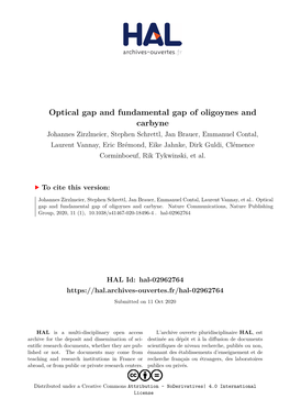 Optical Gap and Fundamental Gap of Oligoynes and Carbyne