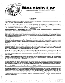 Mountain Ear MONTHLY NEWSLETTER of the ROCKY MOUNTAINEERS F
