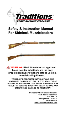 Safety & Instruction Manual for Sidelock Muzzleloaders
