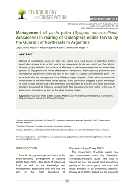Management of Pindo Palm (Syagrus Romanzoffiana Arecaceae)